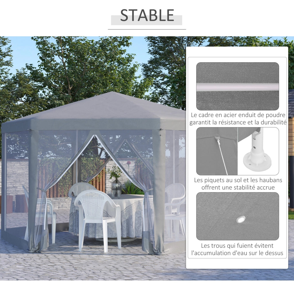 Gazebo esagonale da giardino ¨C Xylo ¨C metallo polyrattan grigio stile cosy