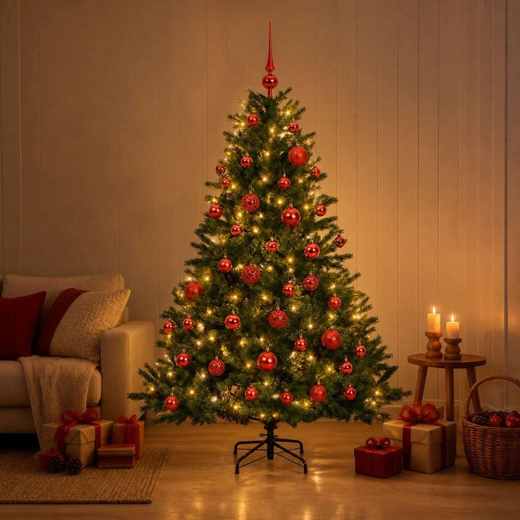 Albero di Natale artificiale con palline 150 cm 150 LED 3465848