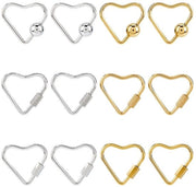 Fermooggetti a forma di pistola in acciaio inossidabile - 12 pezzi - chiusura a vite - design a forma di cuore - clip per chiavi - dimensioni 25 mm x 23 mm