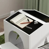 Set con 2 Sedie per Bambini e Tavolino con Lavagna per Cameretta e Asilo, Età 3-8 Anni, Bianco