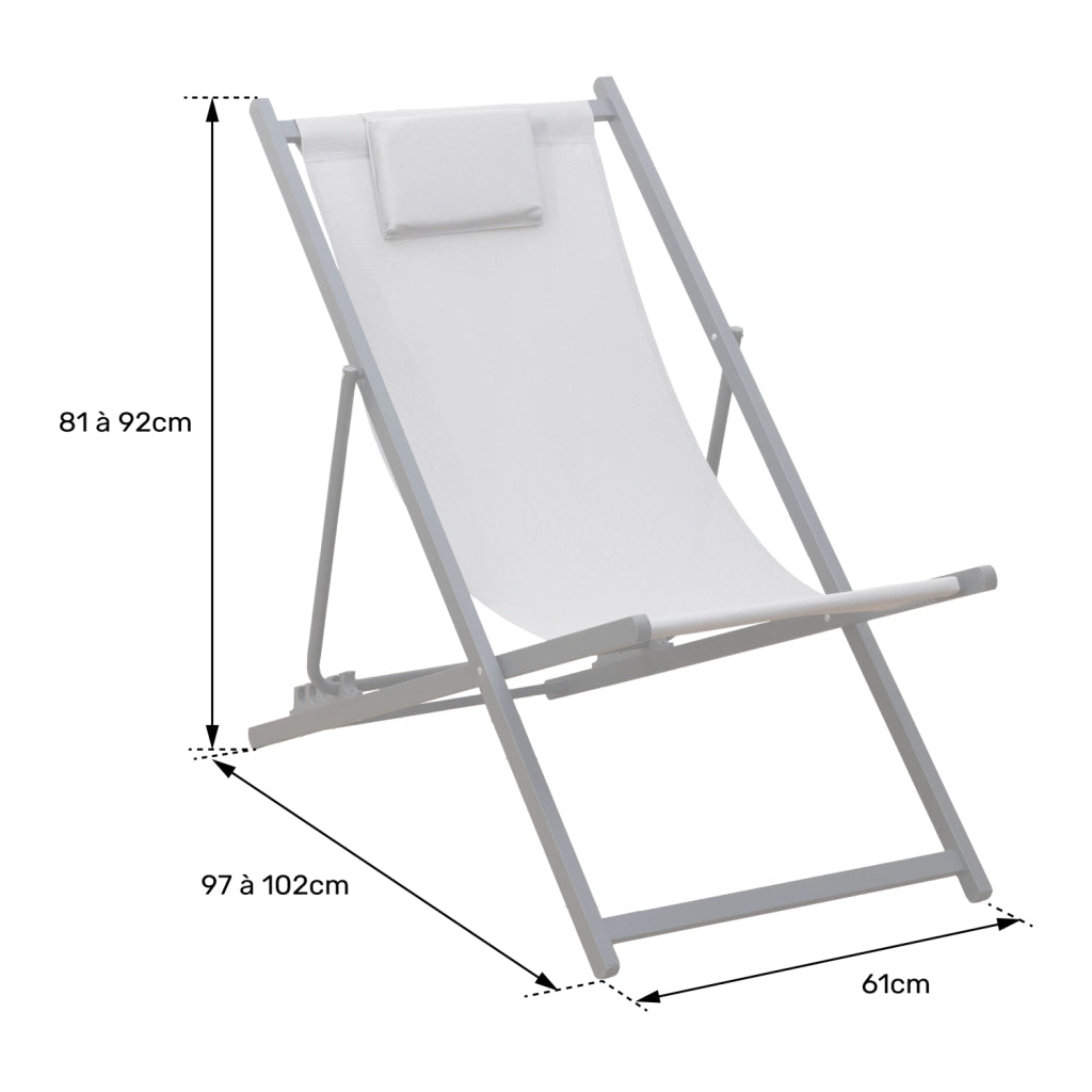 Set di 2 poltrone reclinabili CYPRUS - struttura in textilene grigio/carbone