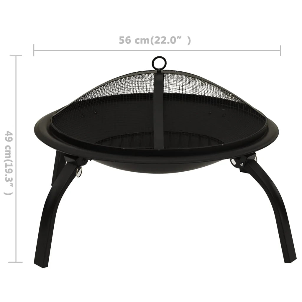 Braciere e barbecue con attizzatoio 2 in 1 in acciaio nero 02_0005987