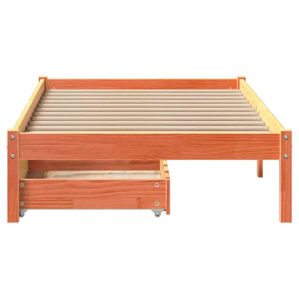 Letto senza Materasso Marrone Cera 75x190 cm in Legno di Pino