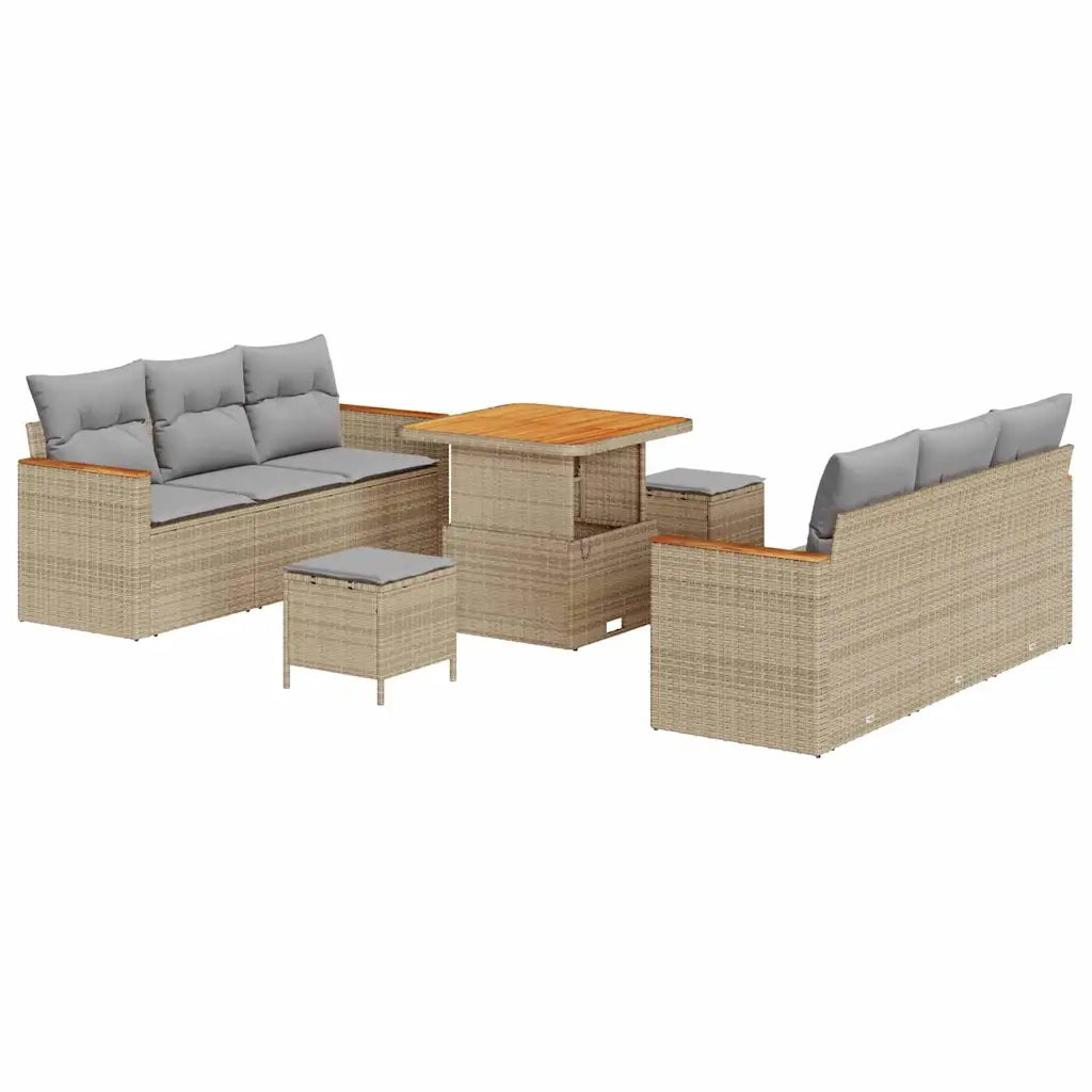 Set Divano da Giardino 11 pcs Beige e Grigio Chiaro polyrattan