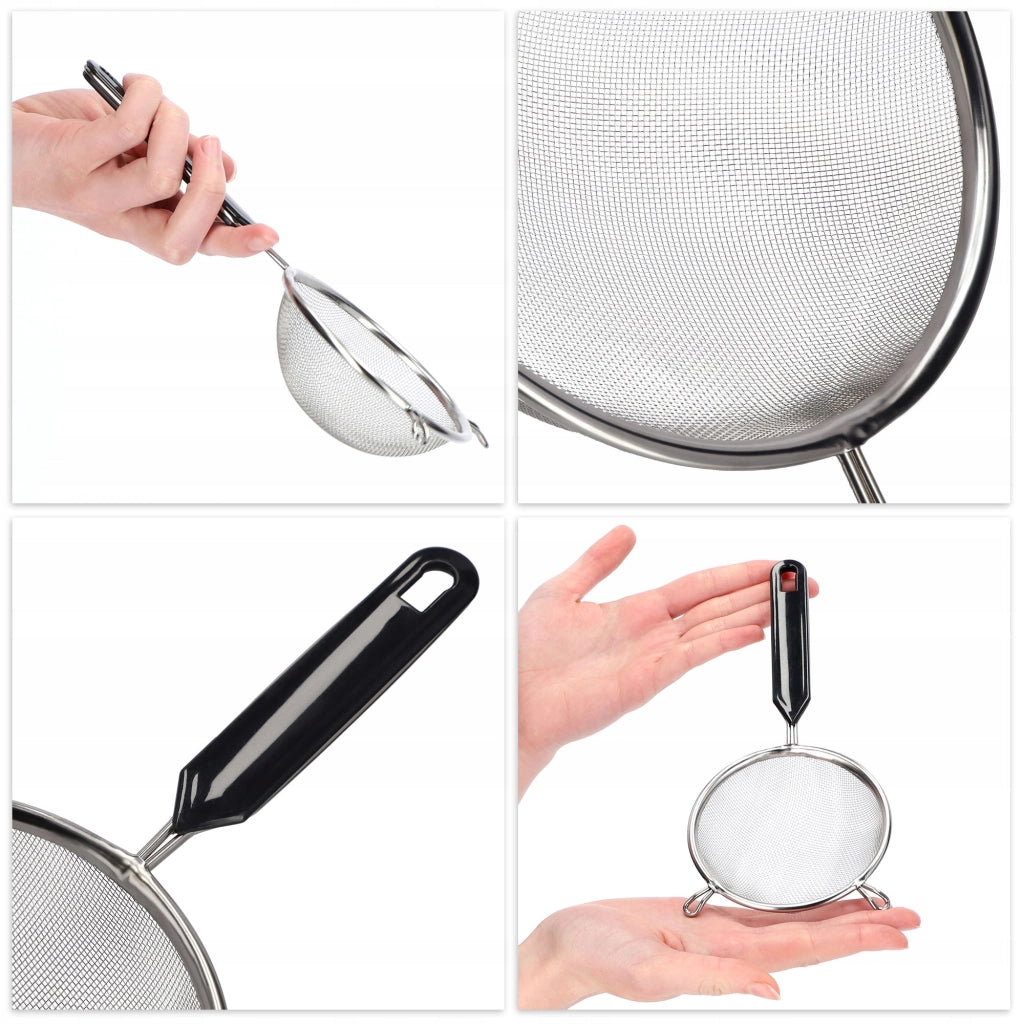 Colino da cucina KADAX con manico in acciaio per setacciare la farina, 10 cm di spessore