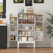 Credenza a 2 ante con 5 vani e chiusure a riga, per cucina, soggiorno e ingresso, in MDF bianco, 120 × 59 × 30 cm
