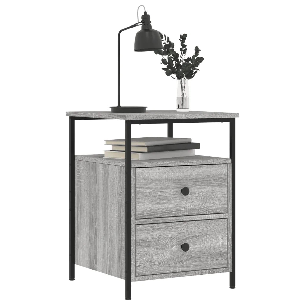 Set di 2 Comodini | Armadio da Notte | Mobiletto da notte Grigio Sonoma 44x45x60 cm in Legno Multistrato