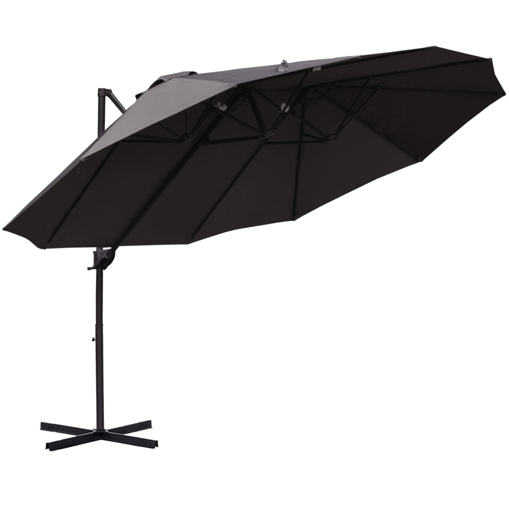 Parasole Grande Inclinabile con Manovella ¨C zephmum ¨C Grigio 270x445x260 cm