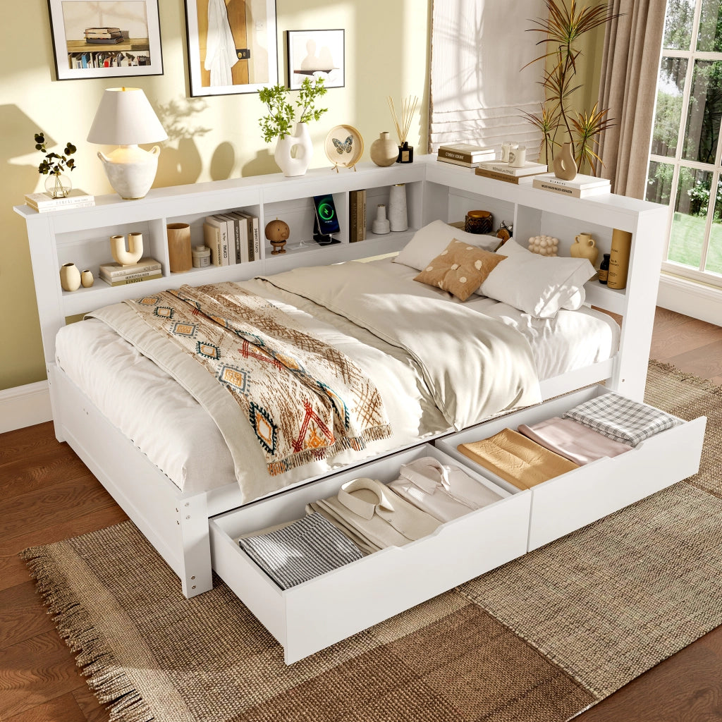 Letto divano con funzione letto a scomparsa in MDF e pino 140x200 cm