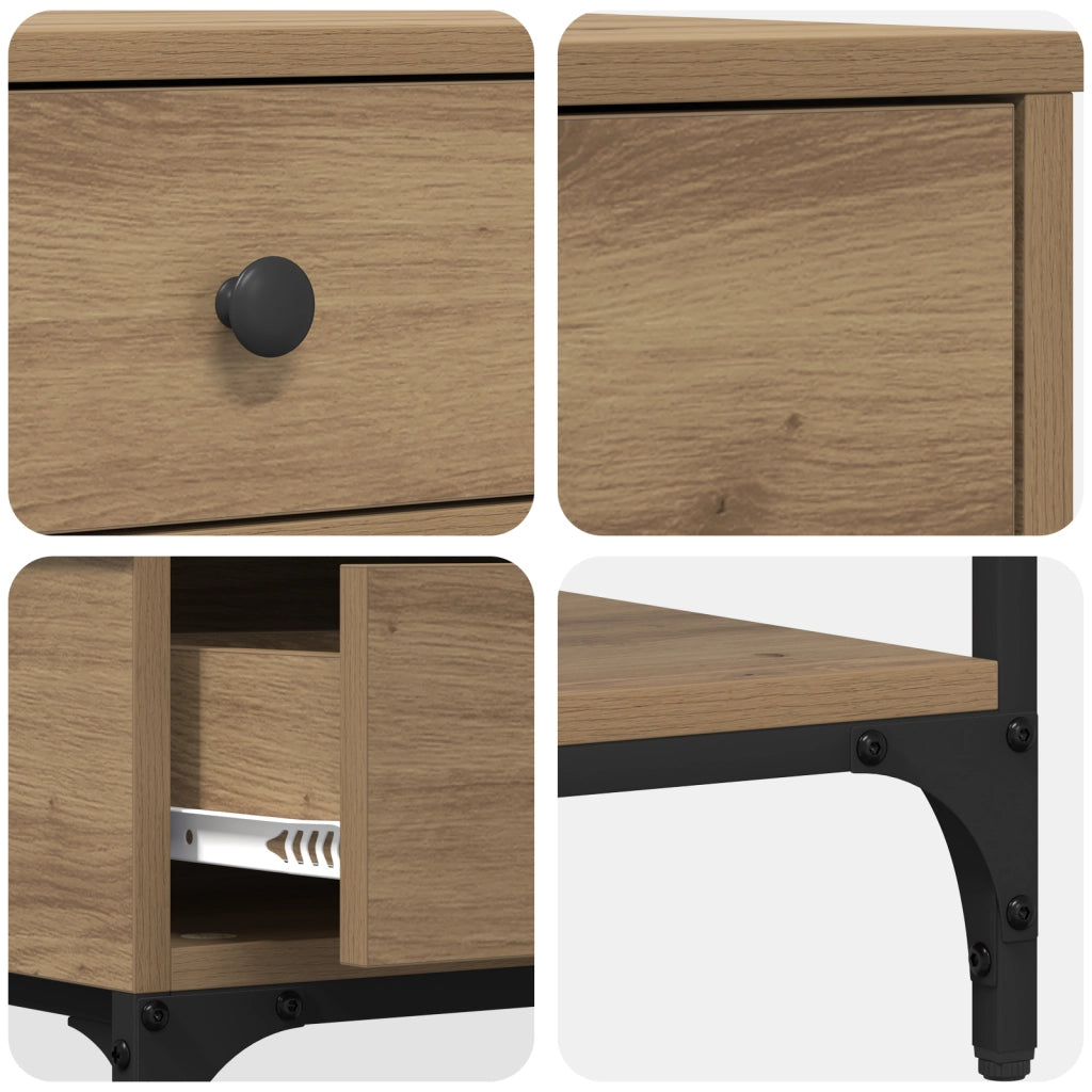Tavolo Consolle Rovere Artigianale 75x34.5x75 cm Legno Ingegnerizzato