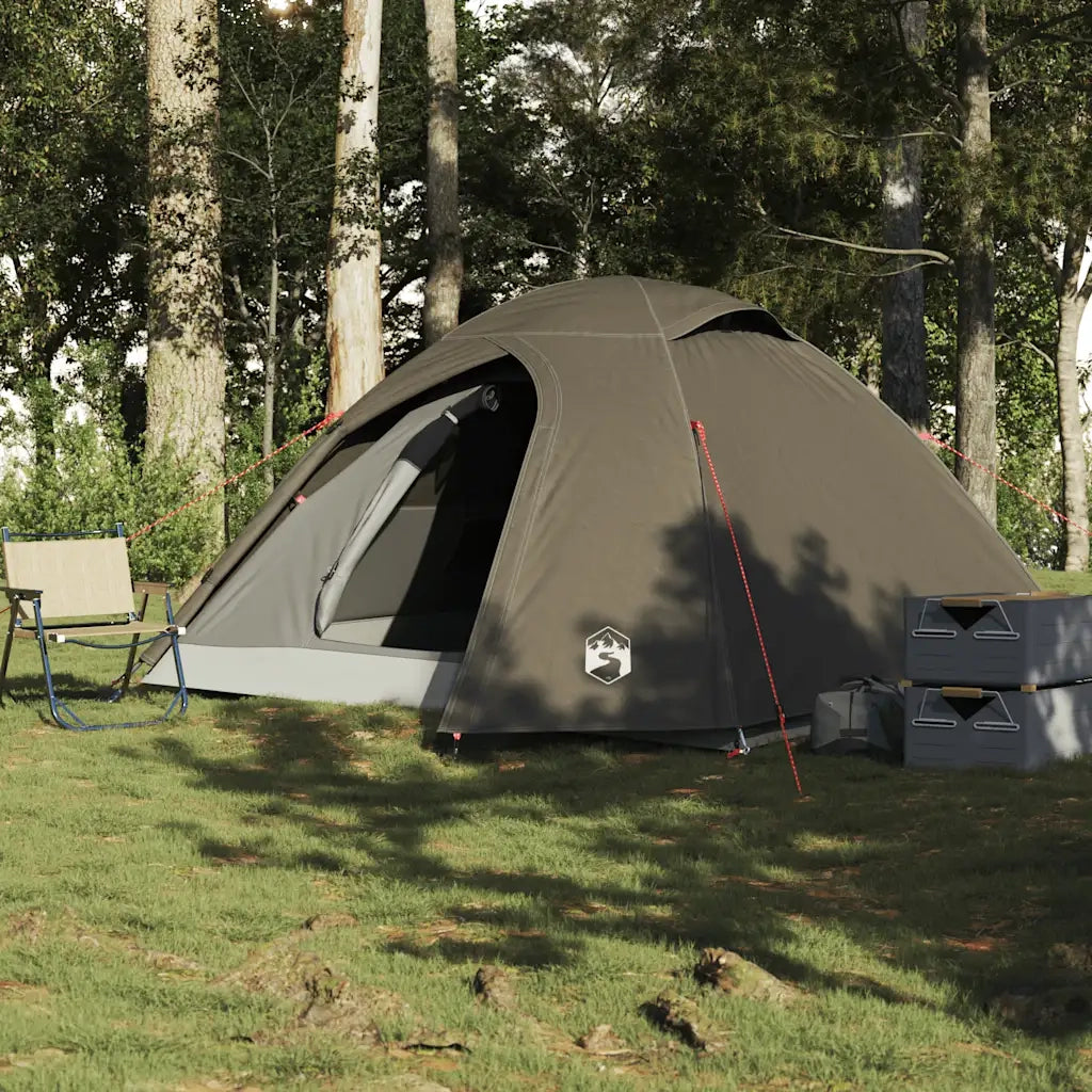 Tenda da Campeggio a Cupola per 4 Persone-Tenda per Escursionismo Marrone Impermeabile 599817
