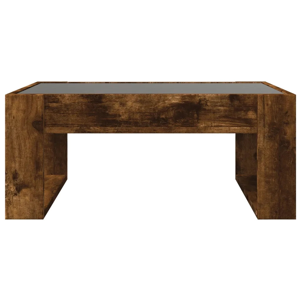 Tavolino da Salotto con LED Infinity Rovere Fumo 70x53x30 cm 847634