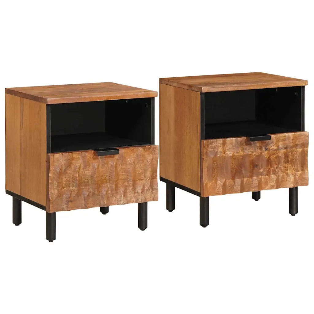 Set di 2 Comodini | Armadio da Notte | Mobiletto da notte con cassetto Marrone 40 x 33 x 46 cm