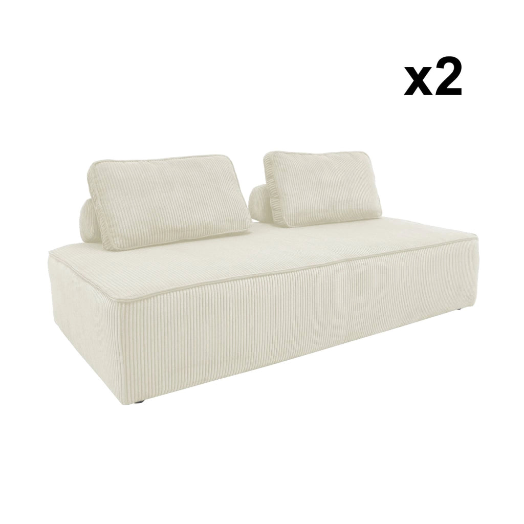 Divano modulare in velluto, 4 posti, crema