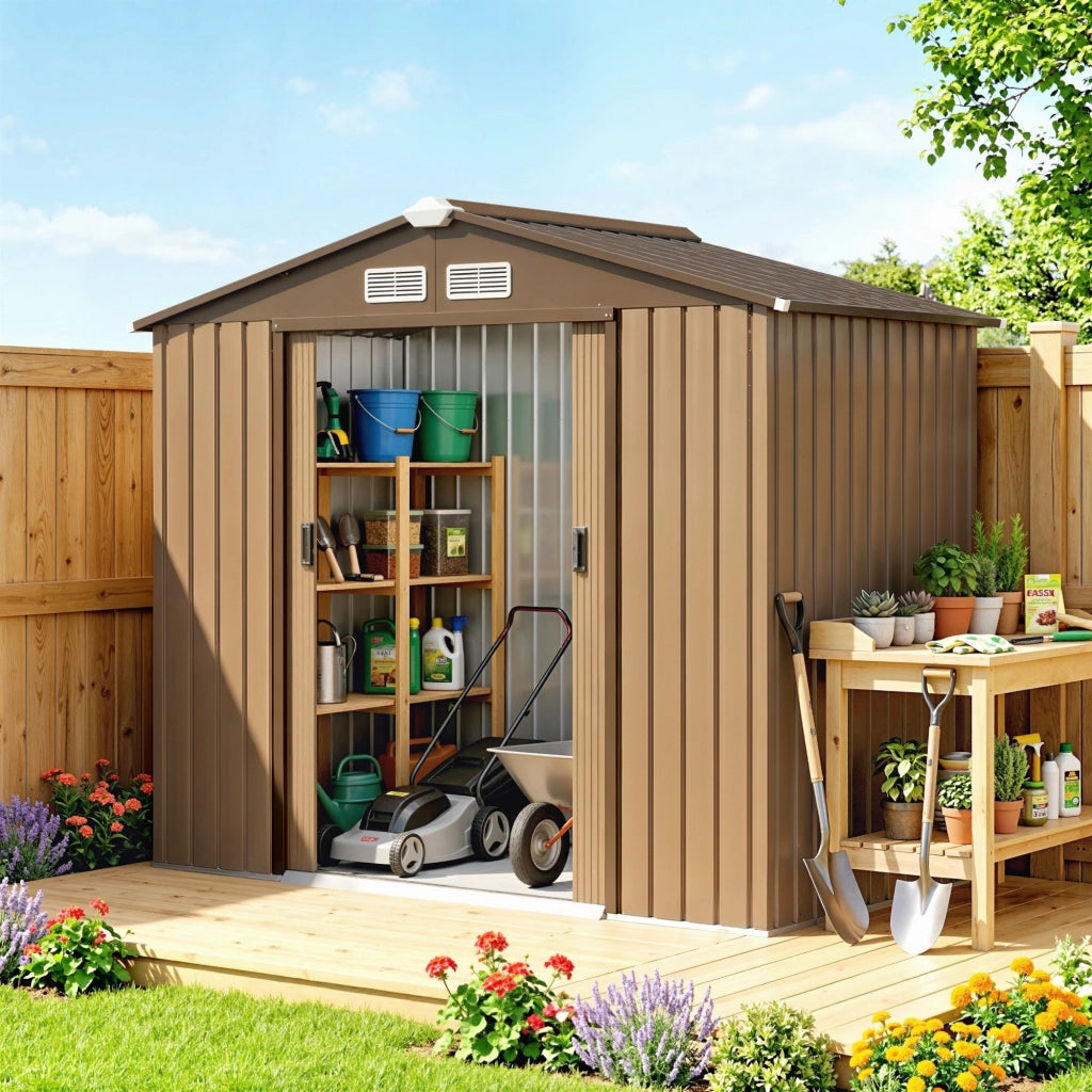Casetta da Giardino Portautensili ¨C Zephmum ¨C Giallo 213x130x185 cm