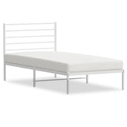 Letto singolo | Letto per adulti | Giroletto con Testiera Metallo Bianco 100x200 cm