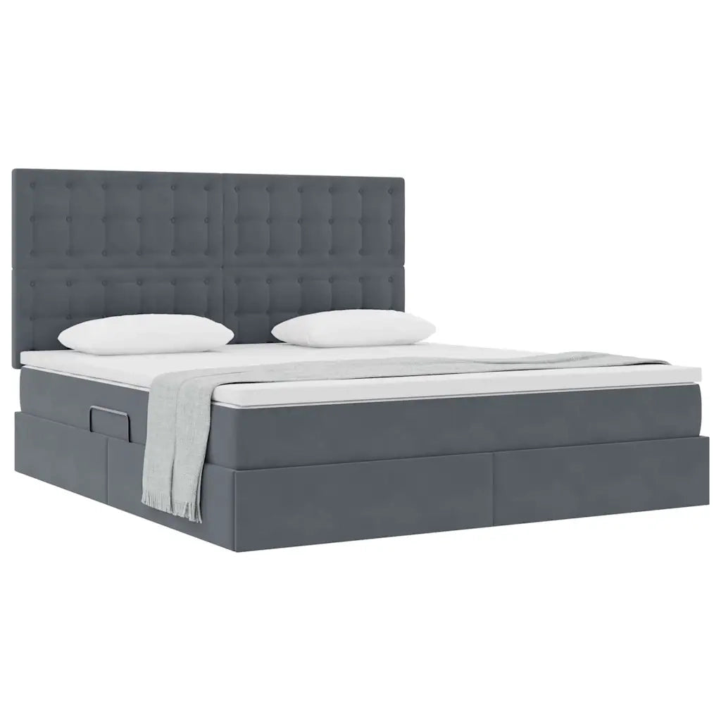 Letto con contenitore e materasso Grigio scuro 160 x 200 cm