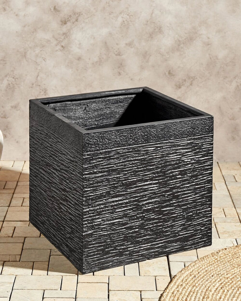 Vaso per piante fioriera in fibra nera solida quadrata 50 x 48 cm resistente ai raggi UV