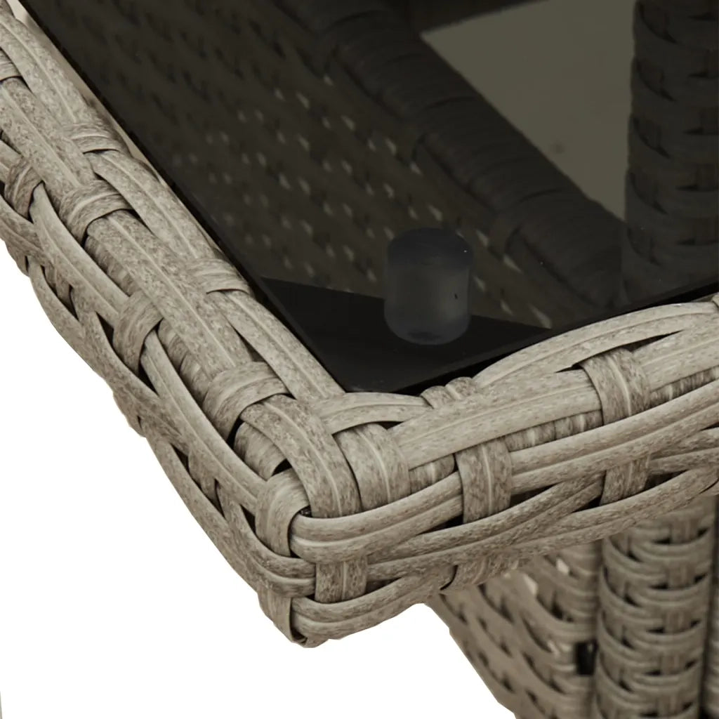 Tavolo Giardino Piano Vetro Grigio Chiaro 80x80x75cm Polyrattan