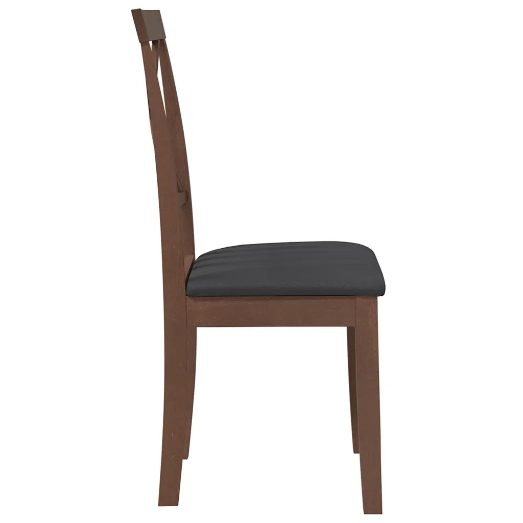 Sedie da Pranzo con Cuscini 2pz Marrone Legno Massello di Hevea