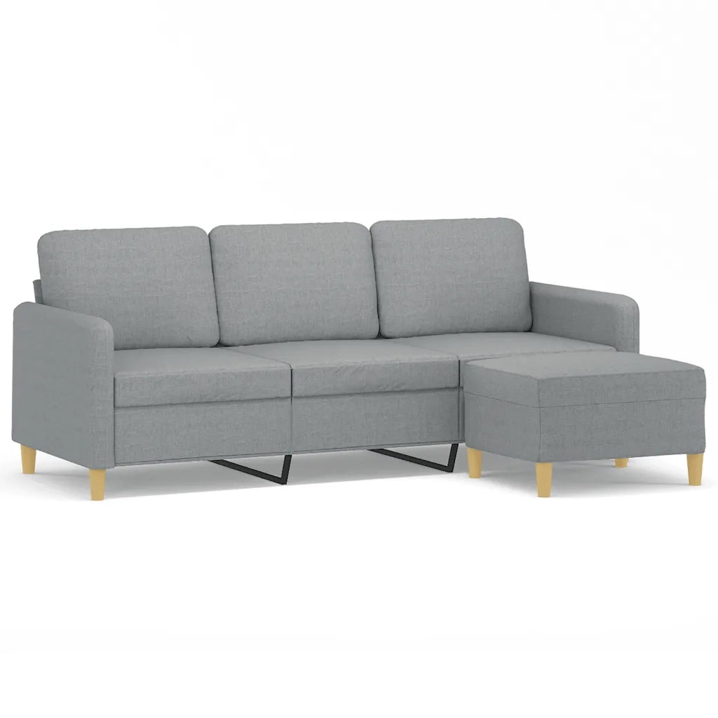 Divano a 3 Posti con Poggiapiedi-Sofa 3 Posti con Poggiapiedi Grigio Chiaro 180cm in Tessuto 421239