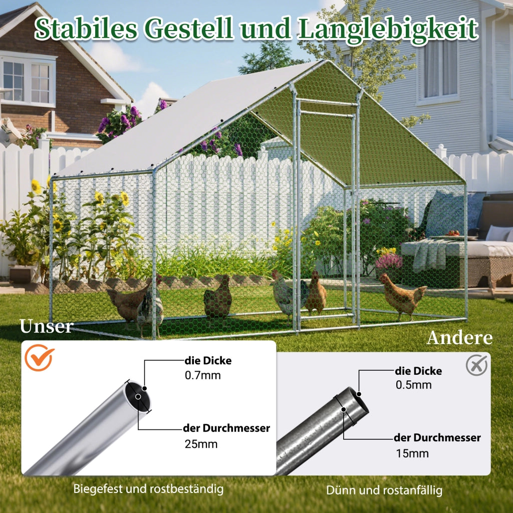 GABBIA PER GALLINE 3 x 1,5 x 2 m in acciaio zincato grigio