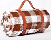 Tessuto da picnic 200x200cm - Impermeabile - Tela da mare - Tela da picnic - Coperta da picnic - Tela da spiaggia - Leggero e comodo - Marrone | Bianco | Tessuto a quadri