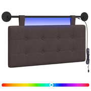 Testiera | Testata sospesa Con luce LED Marrone Scuro Tessuto