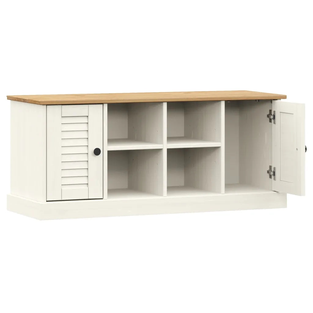 Panca Porta Scarpe-Sgabello-Panca Scarpiera Bianca VIGO 106x35x45 cm Legno Massello Pino
