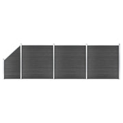 Set Pannelli di Recinzione in WPC 619x(105-186) cm Nero   cod mxl 19179