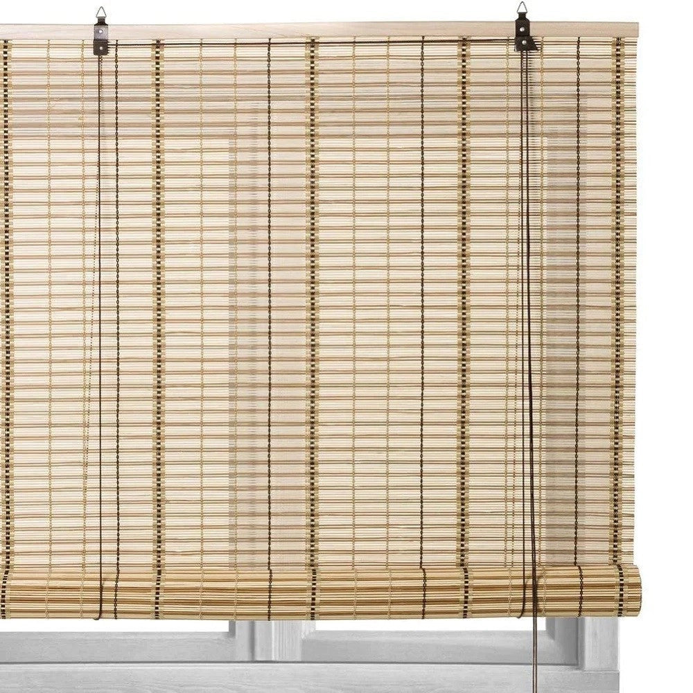 Trade Shop - Veneziana Avvolgibile Bambù 100x180cm Tenda Tapparella A Rullo Da Sole Oscurante -