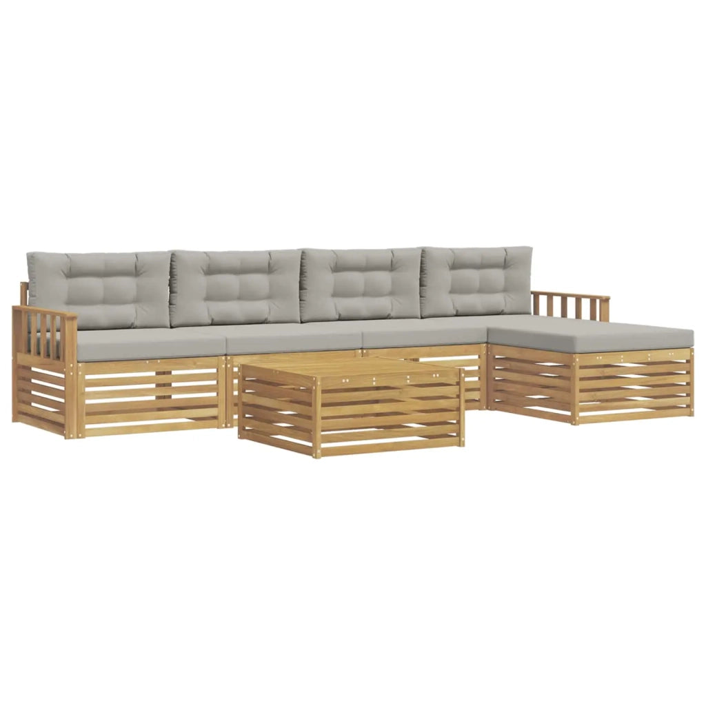 Set di divani da esterno 7 pz Bianco e Grigio Chiaro Poliestere 3390356