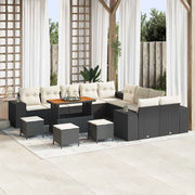Set Divano da Giardino con cuscino 14 pcs Nero polyrattan