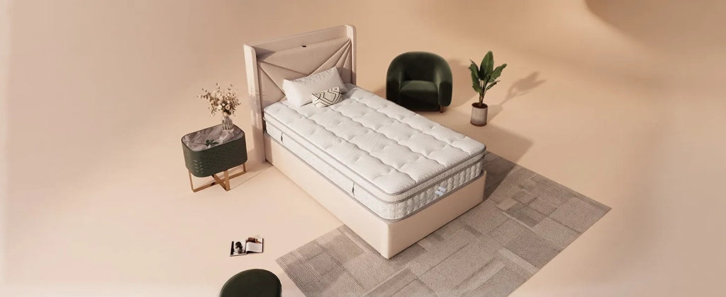 Materasso Ibrido a Molle Insacchettate 7 Zone e Waterfoam Rigidità H3 90x200x25 cm; Bianco