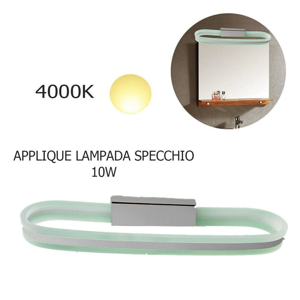 Trade Shop - Applique Lampada Moderno Da Parete Muro Specchio 10w Bagno 50 Led 2835 Smd Luce -