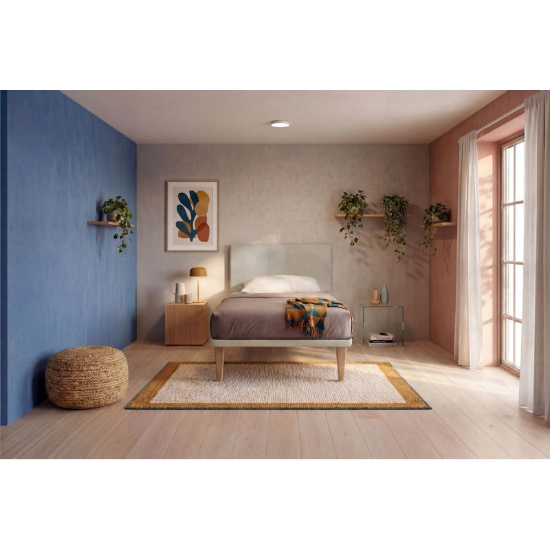 Letto imbottito Singolo 80x200 cm Flat - Con rete,Microfibra,Sabbia