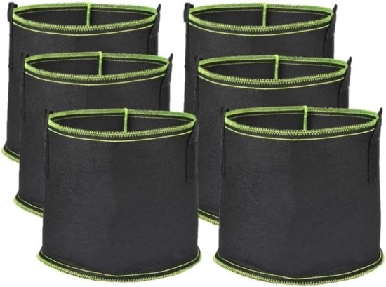 Set di 6 contenitori per crescita di 4,67 galloni, ademanti, non tessuti, robusti, contenitori di aerazione delle radici spessi con maniglie, verde
