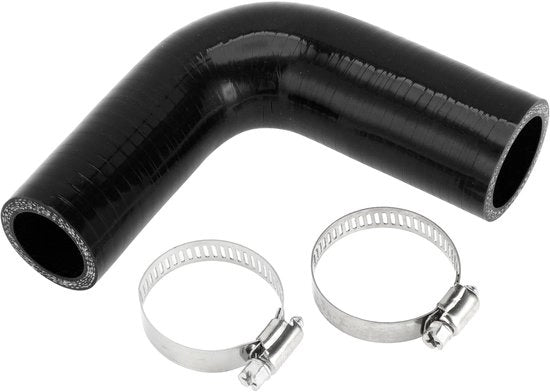 Sostegno termico a 90° - Sostegno termico in silicone - Sostegno termico nero - Diametro interno 28 mm/32 mm - Lunghezza 102 mm - Resistente a temperature elevate