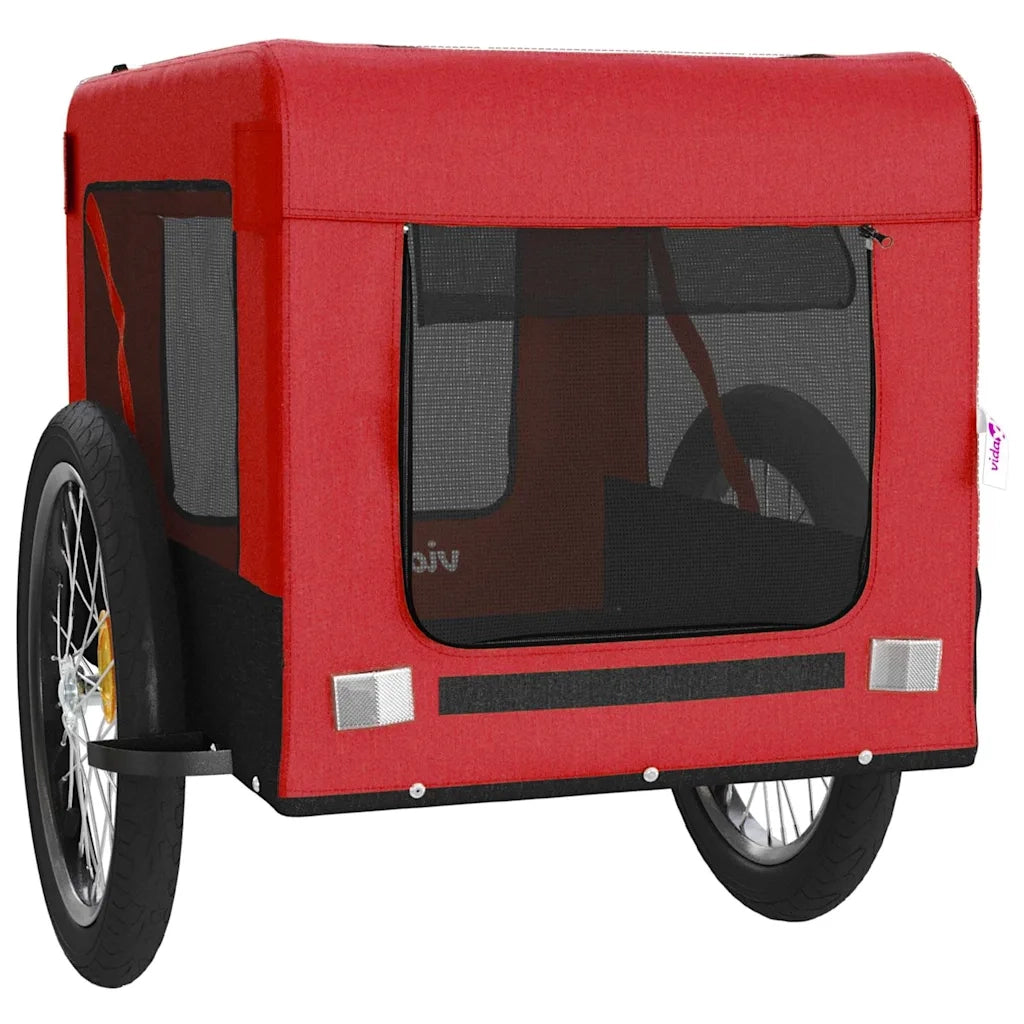 Rimorchio da Bici per Animali Rosso e Nero Oxford e Ferro CFW2033425