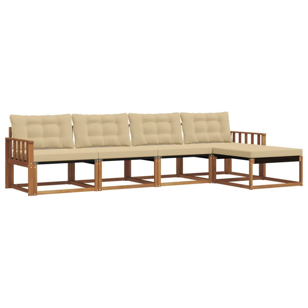 Set di divani da esterno con cuscino 5 pcs Naturale e Beige 3369360