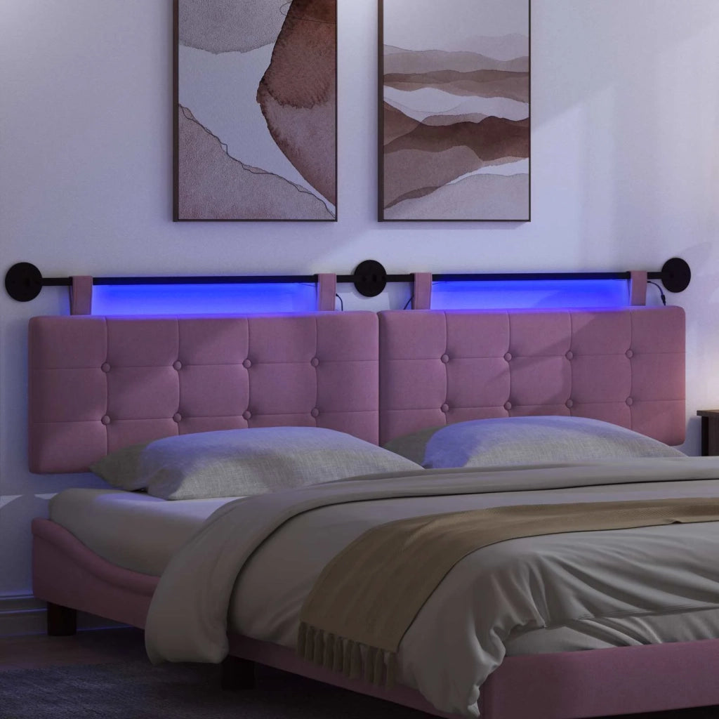 Testiera sospesa Con luce LED Rosa Tessuto
