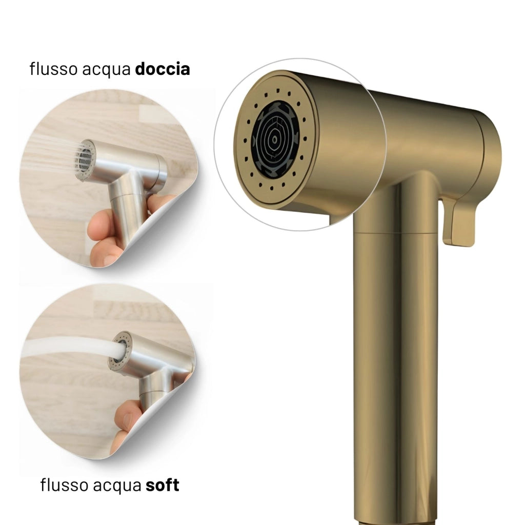 Idroscopino wc doccetta ottone portatile shutoff monogetto con leva ogomondo kit *** finitura- oro matt satinato tond...