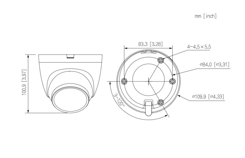 Dahua IPC-HDW2431T-AS-S2 Telecamera dome IP 4Mpx HD+ slot sd wdr ivs starlight poe audio ip67