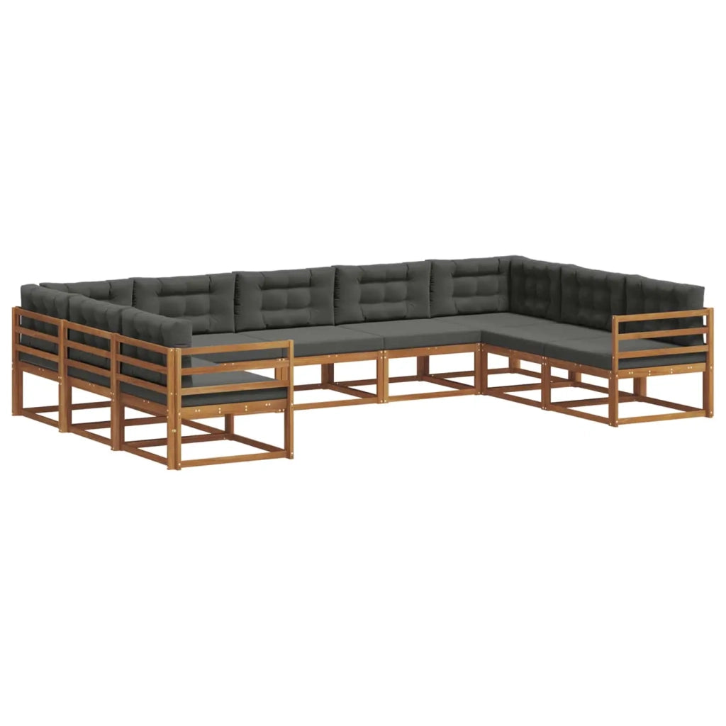 Set di divani da esterno con cuscino 9 pcs Naturale e Antracite 3368155