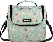 Borsa per pranzo per donne isolata, borse per pranzo per donne e ragazze, borsa per pranzo riutilizzabile per adulti per lavoro, scuola, picnic o viaggio, fiori verdi (EU-16050-GF)