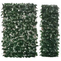 Siepe Artificiale a 2 Sezioni da 356 Foglie di Edera, in Poliestere e Rattan, 200x100 cm, Verde e Marrone