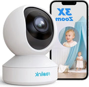 Cassa di Sorveglianza 5MP PTZ con Connessione WiFi per Interni, Supporta 24-5 GHz WiFi, Rileva AI Umani e Animali Domestici, Segue Automaticamente, 3x Zoom Ottico, Funzione di Allarme per Animali Domestici in Età Avanzata, Funzione di Zoom Elettronico