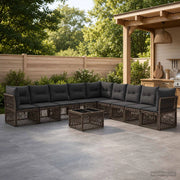 Set Divano da Giardino 10 pz Grigio polyrattan 3434249