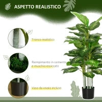 Pianta Artificiale Decorativa Alta 120 cm con Vaso Nero per Interni ed Esterni