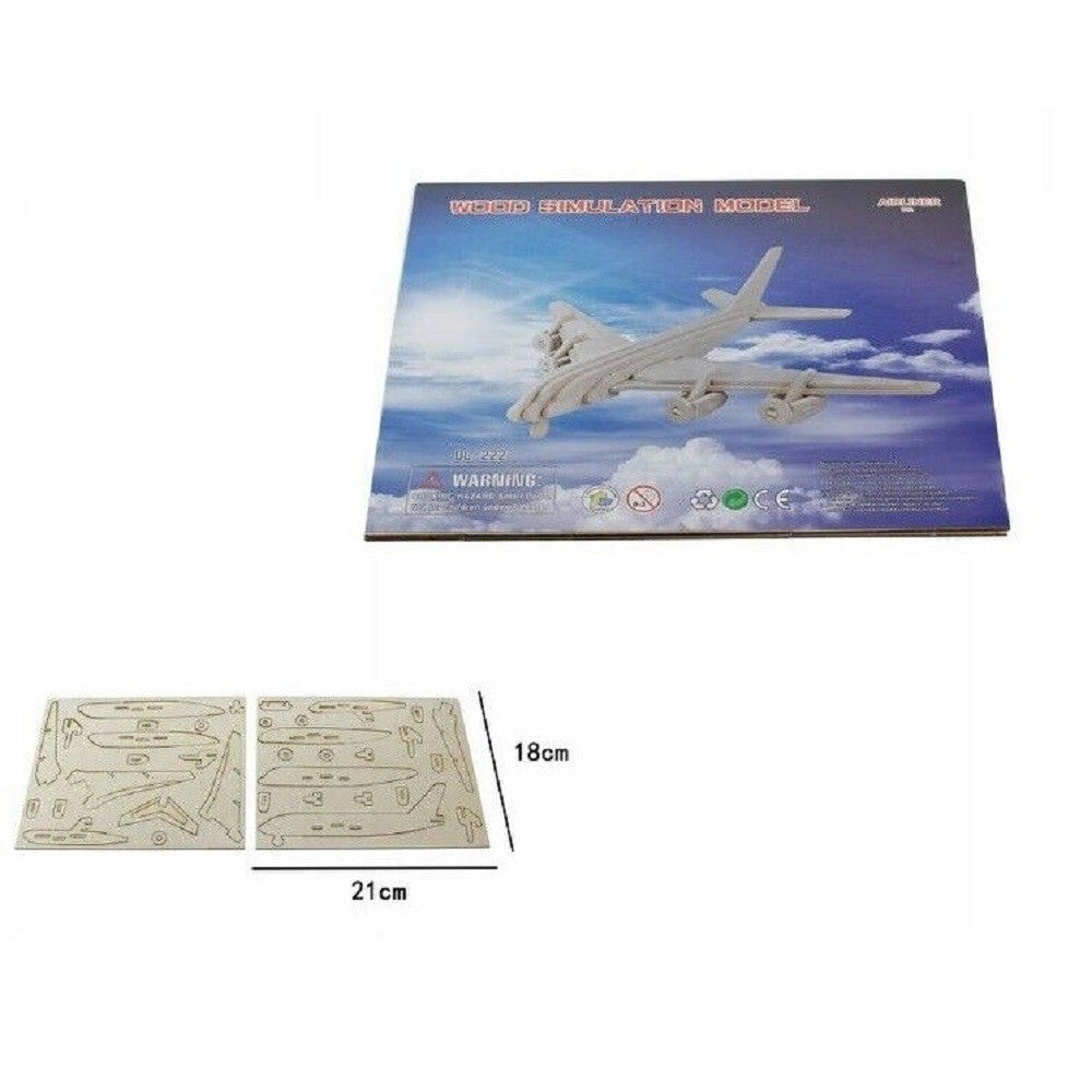 Trade Shop - Puzzle 3d Legno Aereo Linea Modellino Modellismo Collezione Gioco Bambini 07336 -
